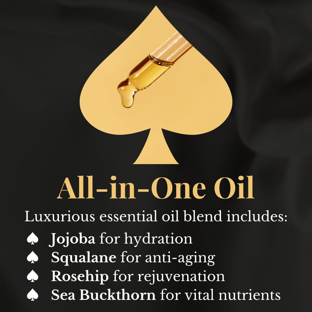 FilterLESS Era Queen of Spades All-in-One Gua Sha Oil & Serum | Jojoba, Squalane & Rosehip Face Oil | Anti-Aging Serum & Moisturizer | Essential Oils for Skin & Gua Sha Facial