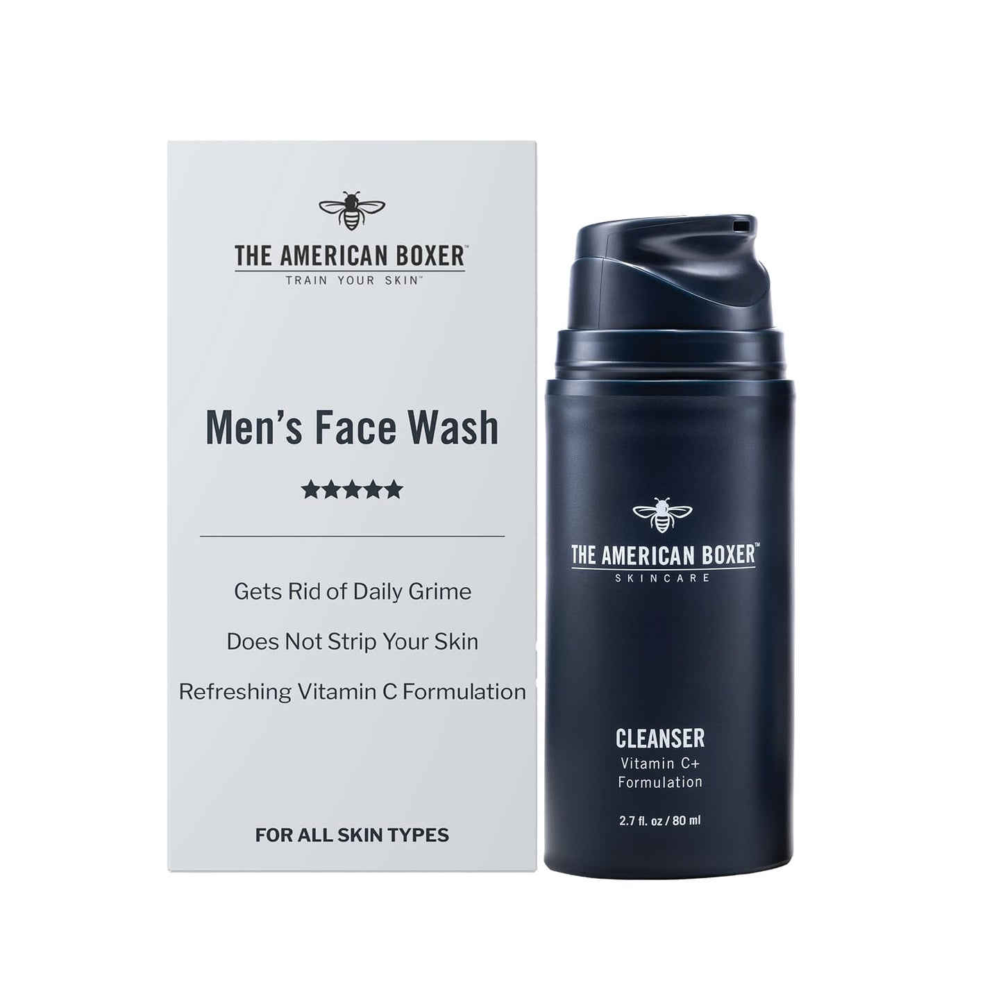 The American Boxer Mens Daily Face Wash Cleanser, Deep Cleaning, Does Not Strip Skin, Gets Rid of Grime, Beats Breakouts, Refreshing Skin Hydration, Facial Cleanser for Men, For All Skin Types