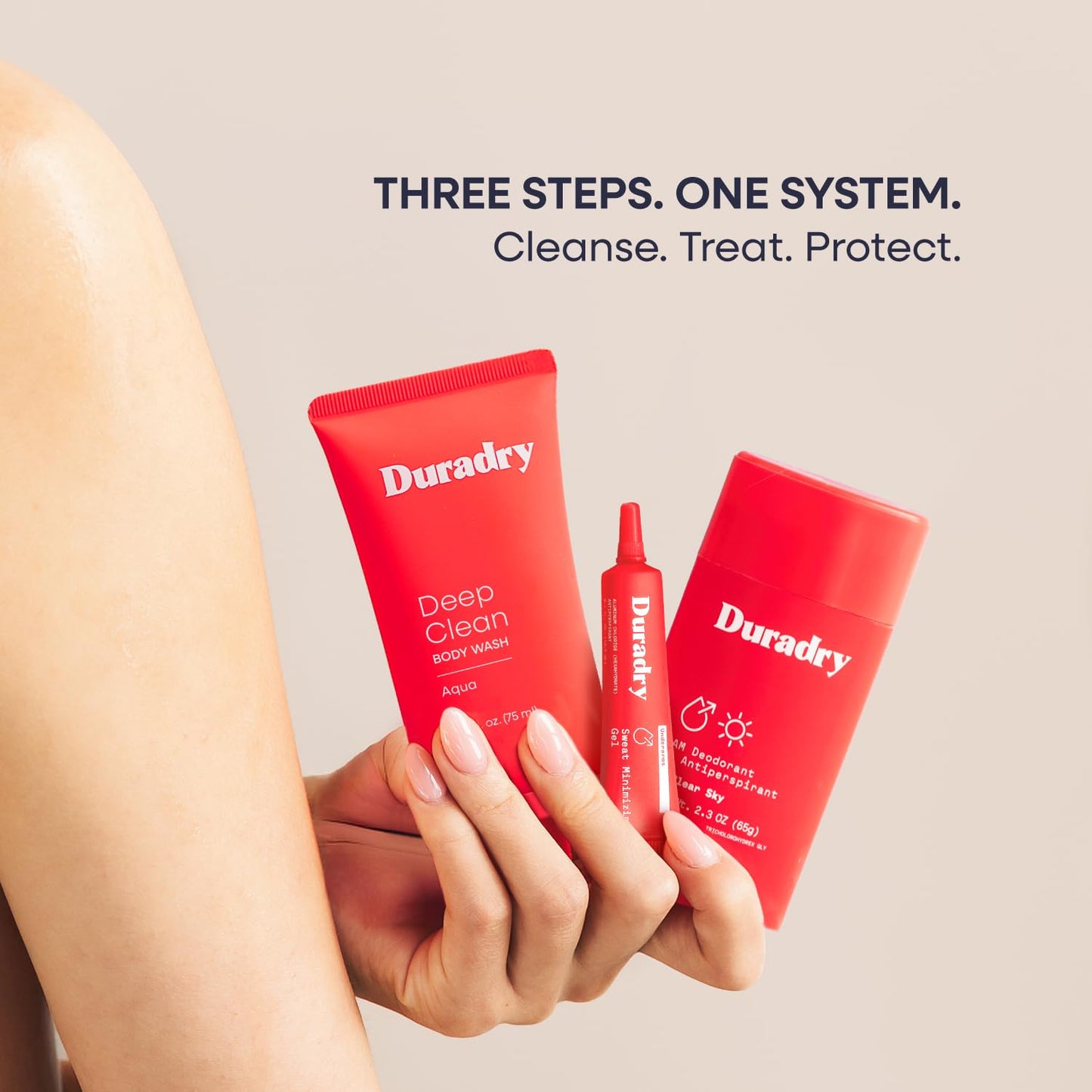Duradry Sweat Control Trio – 3 Step System formulated to fight Excessive Underarm Sweating, Hyperhidrosis, Block Sweat & Odor - Stick, Sweat Minimizing Gel, Body Wash – Clear Sky
