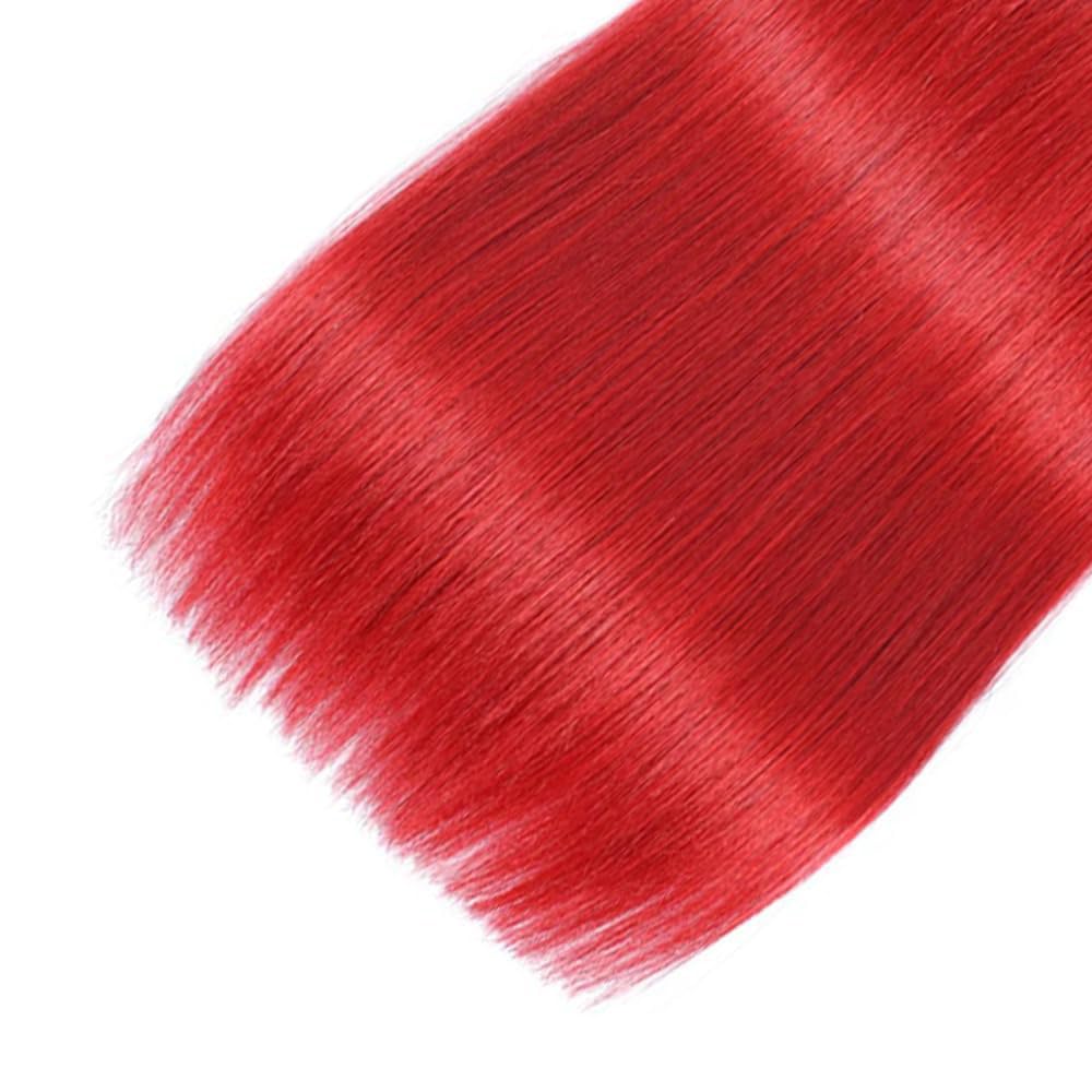 Ombre Red Human Hair Bundles 12 14 16 Inch Straight #1B Red Bundle Human Hair Extension 11A Brazilian Virgin Quick Weave Hair for Black Women