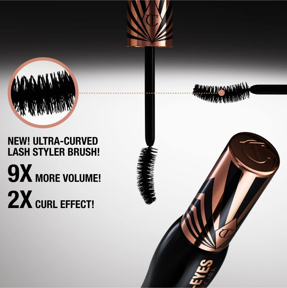 Charlotte Tilbury Exagger-Eyes Instant Volume Mascara Makeup – Volumizing, Lengthening, No‑Clump Mascara with 28‑Hour Smudge‑Proof & Flake‑Proof Wear – All Day Wear Formula