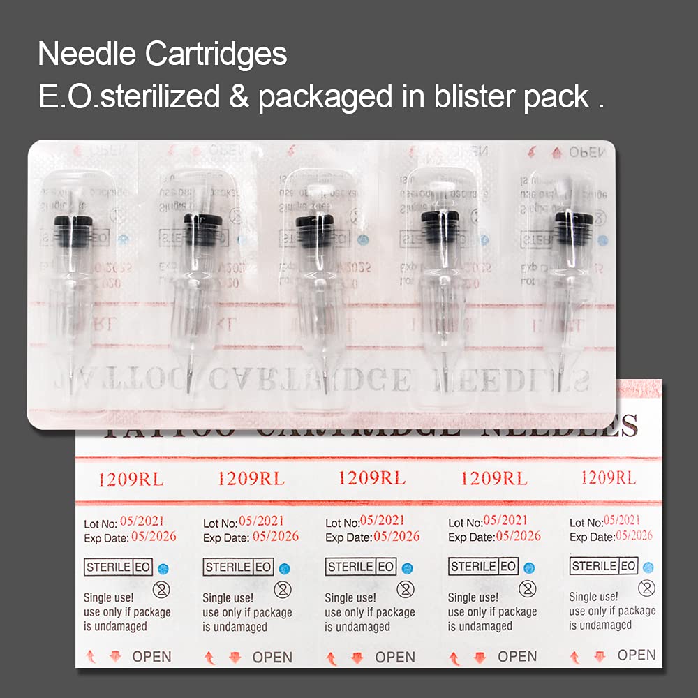 Tattoo Needles Cartridge - 100 Pcs Mixed Round Liner & Shader Needles for Tattoo Machines | 3RL, 5RL, 7RL, 9RL, 3RS, 5RS, 7RS, 9RS