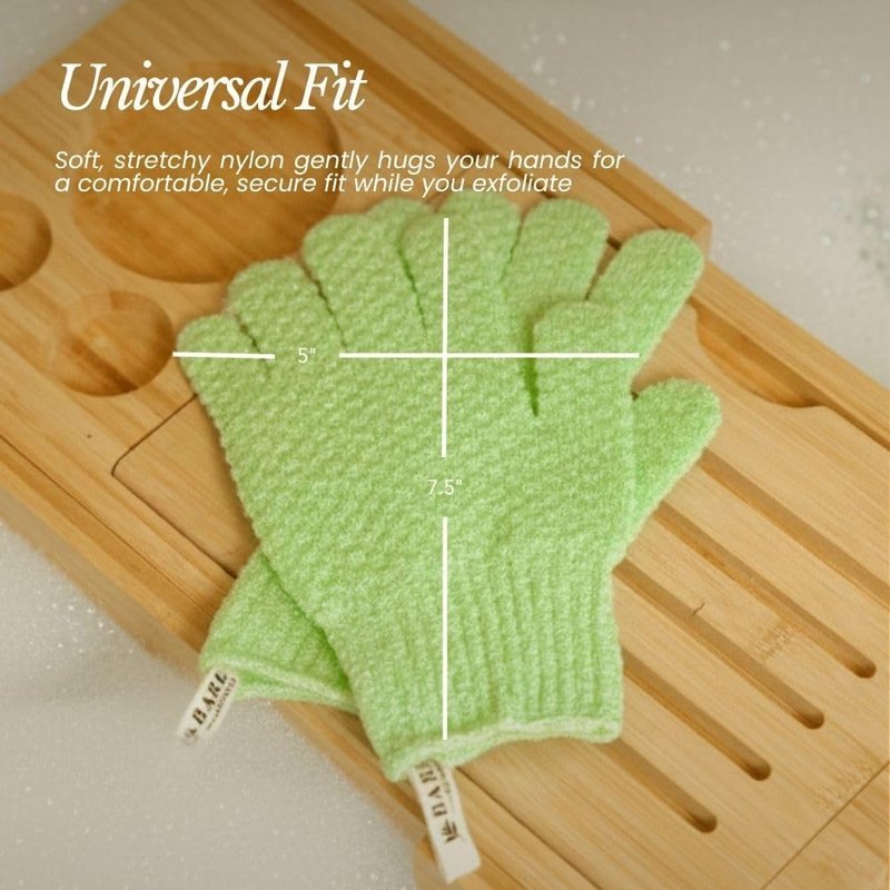 Bare Botanics Lavender Exfoliating Shower Gloves - 100% Nylon for Gentle Wet/Dry Exfoliation | Machine Washable, Vegan