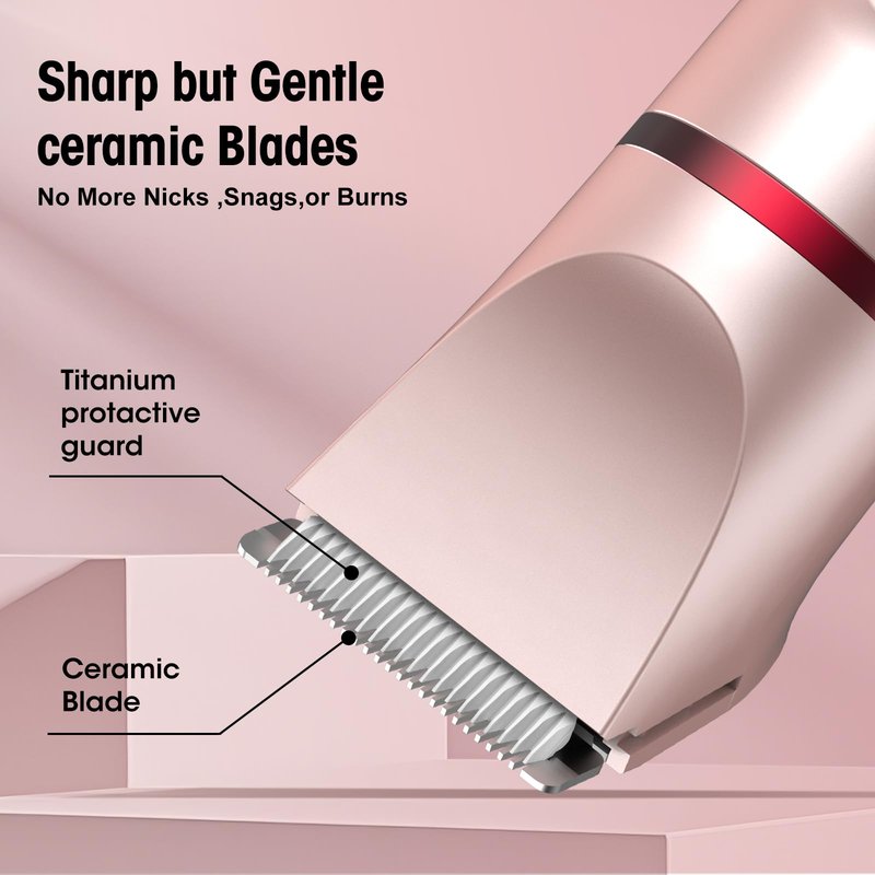 Zesuti Bikini Trimmer for Women- 3 in 1 Painless Electric Razors for Women,Waterproof Pubic Hair Trimmer and Facial Hair Remover,LCD Display Body Shaver for Trip,Rechargeable Women's Grooming Kit