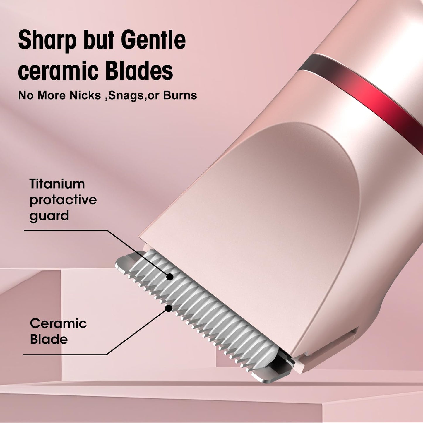 Zesuti Bikini Trimmer for Women- 3 in 1 Painless Electric Razors for Women,Waterproof Pubic Hair Trimmer and Facial Hair Remover,LCD Display Body Shaver for Trip,Rechargeable Women's Grooming Kit