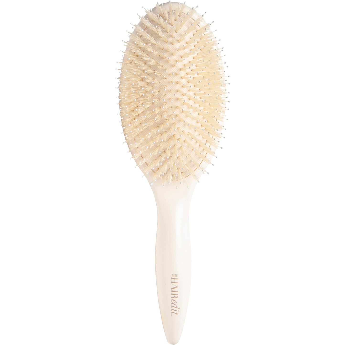 The Hair Edit Finish & Shine Boar Bristle Hair Brush, Detangling & Smoothing Hair Brush with Boar Bristles & Ball-Tipped Nylon Pins, Tames Flyaways, Adds Shine & Polishes Dry Hair, Lightweight, Cream