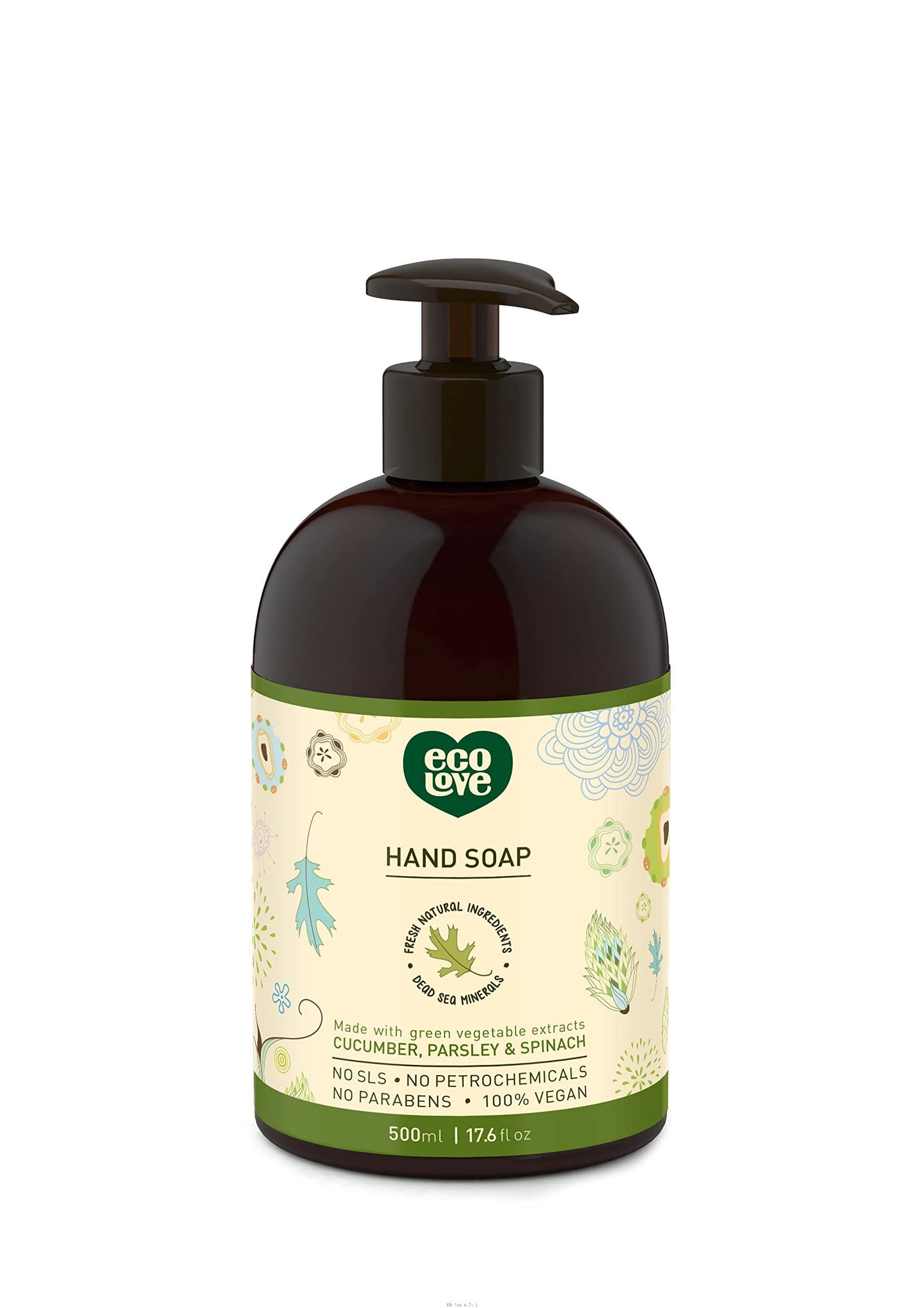 ecoLove Organic Vegan Cucumber Spinach Parsley Moisturizing Body Wash and Hand Soap Bundle