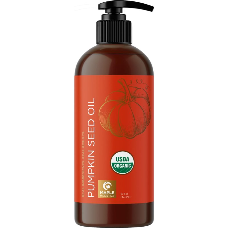 Pumpkin Seed Oil Organic Certified - 100% Pure Organic Pumpkin Seed Oil for Hair and Anti Aging Face Oil - USDA Organic Hair Oil for Dry Hair and Volume - Virgin Cold Pressed & Unrefined (16oz)