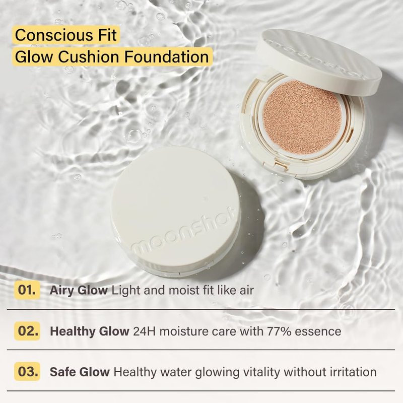 Moonshot Korea Cushion Foundation - Flawless Glow & Matte Finish | Lightweight, Long-Lasting, 21C Cosmic Peach
