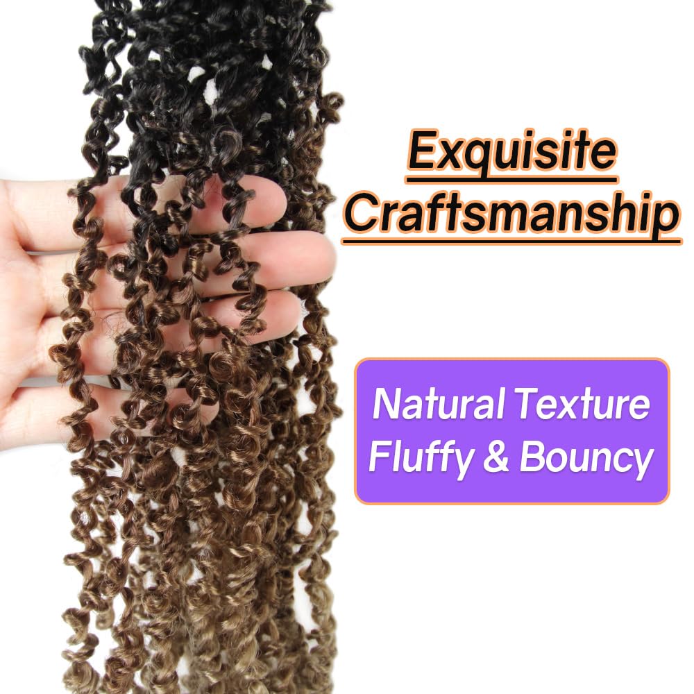 16 Inch 10 Packs Yanky Twist Crochet Hair Pre-twisted 3 Tones Ombre Brown Kinky Mini Spring Twist Small Curly Senegalese Twist Braids (OT30/27-10P)
