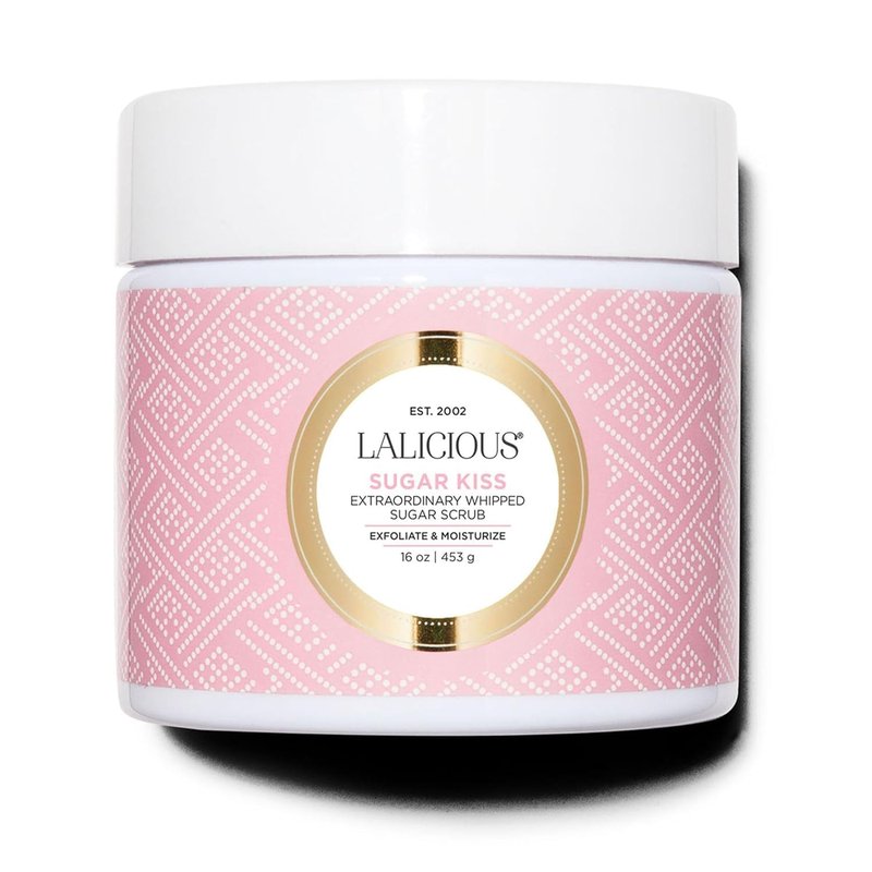LALICIOUS Sugar Kiss® Exfoliating & Moisturizing Body Scrub | Sugar & Coconut Oil | Pre-Shave Scrub for Ingrown Hairs & Razor Bumps | Gently Buffs & Smooths Sensitive Skin | No Parabens | Large 16oz