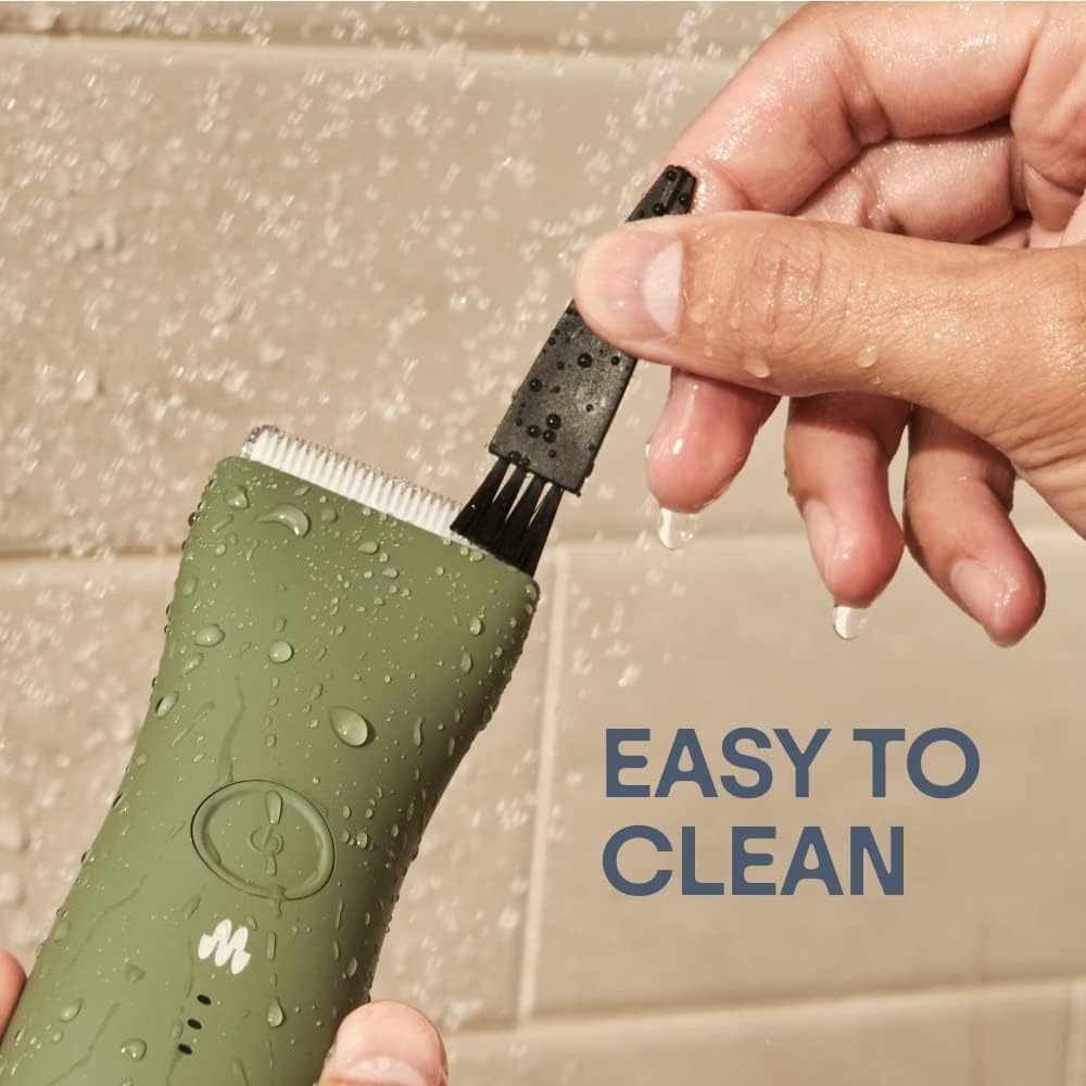 MERIDIAN - The Starter Package - Original Electric Body & Pubic Hair Trimmer Set, 1 Replacement Blade - Cordless, Waterproof, Rechargeable - for Men and Women - Easy & Pain-Free Grooming Kit - Sage