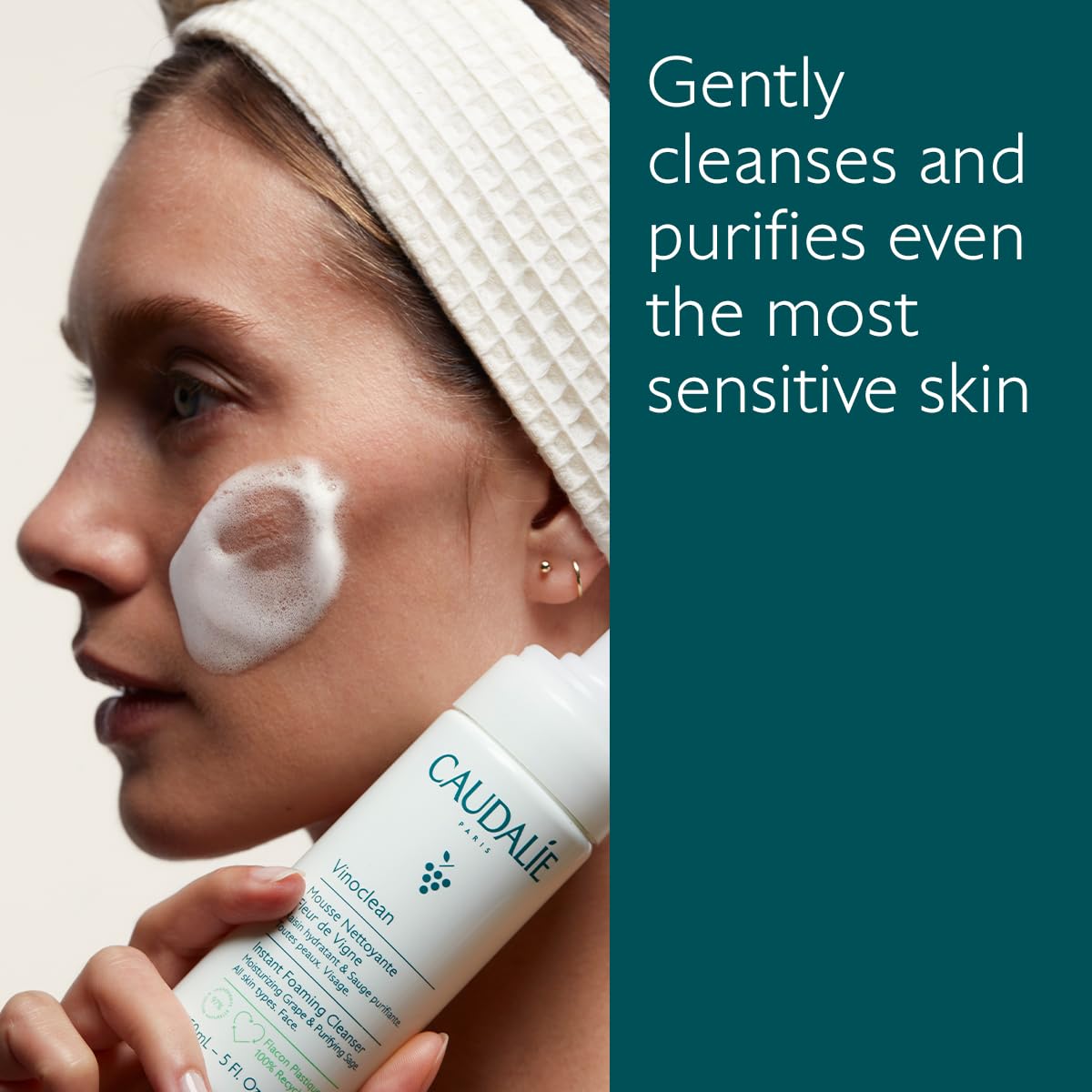 Vinoclean Gentle Instant Foaming Facial Cleanser - All Skin Types | Caudalie