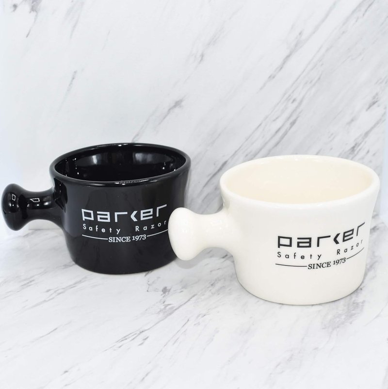 Parker Deluxe Stoneware Apothecary Shaving Mug – for use with up to 3” Shave Soaps and Lathering Shave Creams – Handmade in The USA (Ivory)