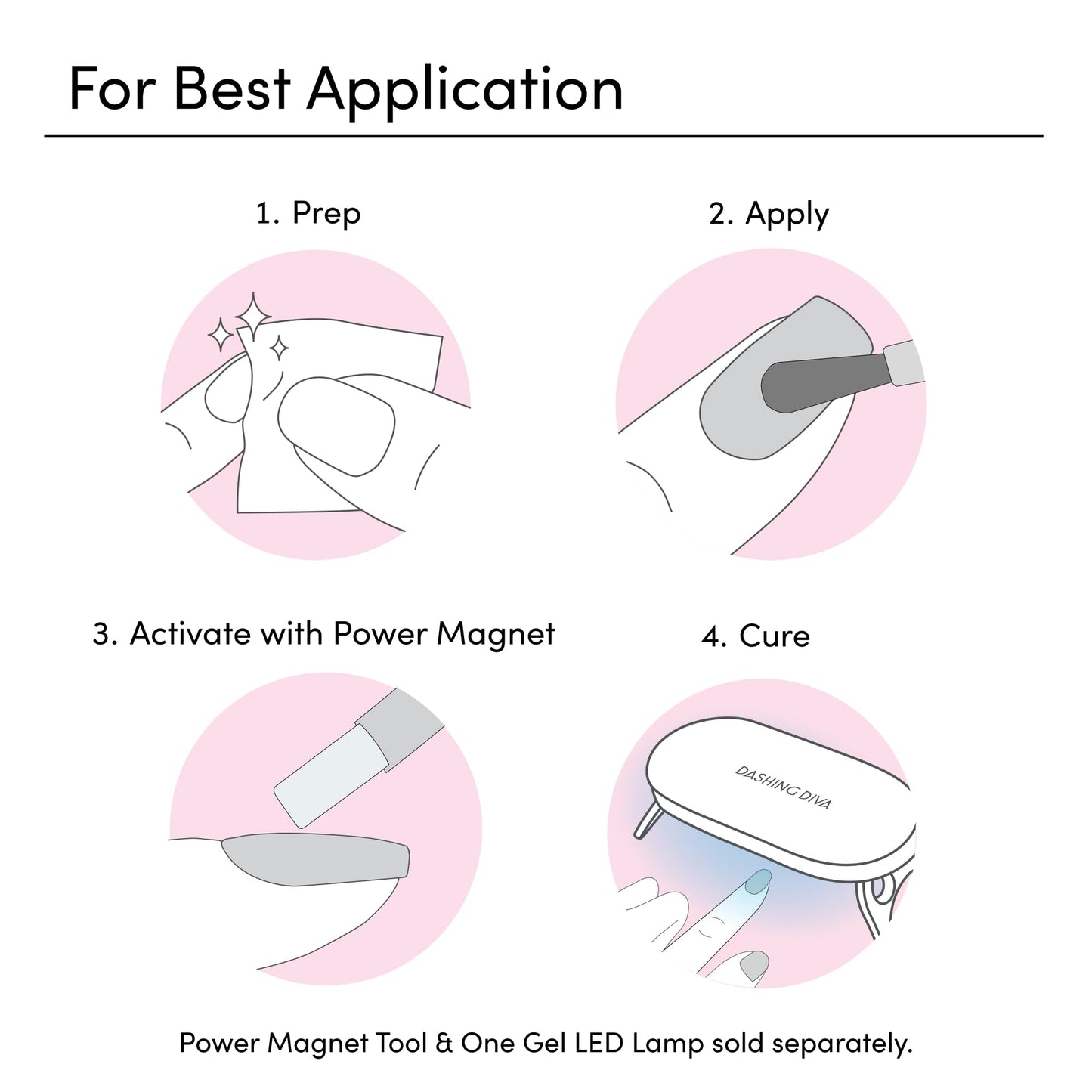 Dashing Diva One Gel Magnetic Mega Bundle – One Gel Magnetic Starter Kit in Villainous, Top Coat and Magic Off Nail Polish Remover - Manicure Set includes LED Lamp and Power Magnet