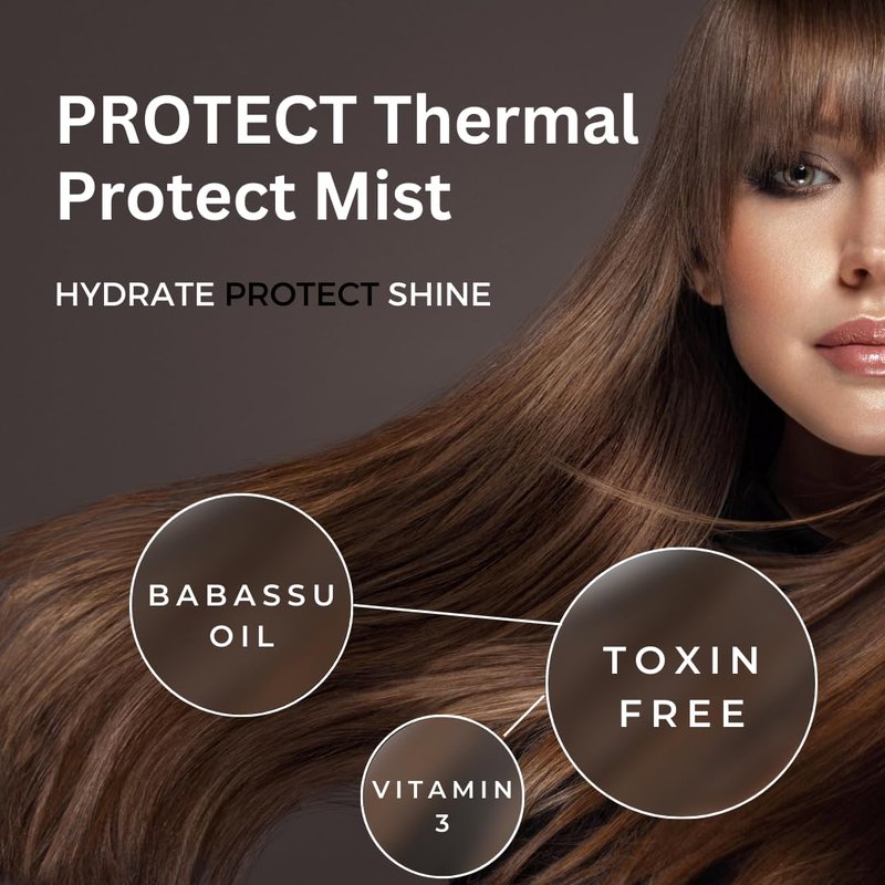 Jess & Lou Beauty Heat Protectant Spray with Natural Ingredients for Smooth, Frizz-Free Hair, Sulfate-Free Vegan Thermal Protection Mist for Blow Dry & Flat Iron, Toxin-Free Shine Spray (4 fl. oz)