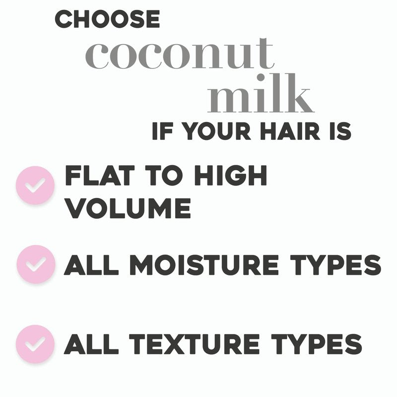 OGX Nourishing + Coconut Milk Shampoo, Hydrating & Restoring Shampoo Moisturizes for Soft Hair After the First Use, Paraben-Free, Sulfate-Free Surfactants, 25.4 fl. oz (Pack of 2)