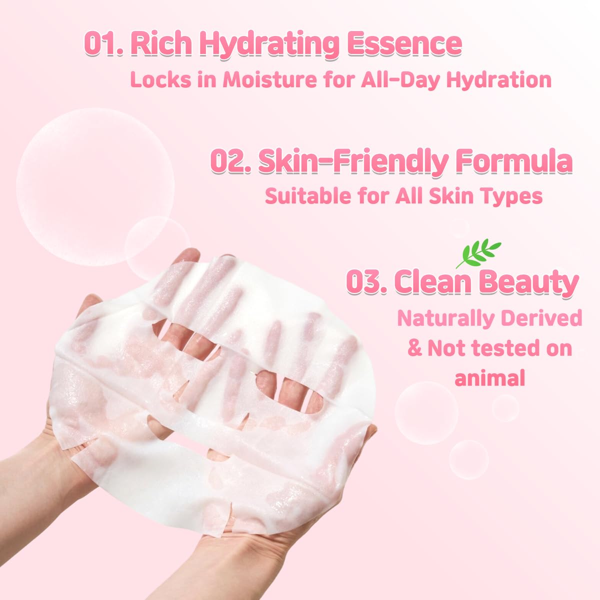 Korean Moisturizing Face Masks - Hydrating Anti-Aging Skincare | 20 Pack for All Skin Types with 10 Natural Ingredients