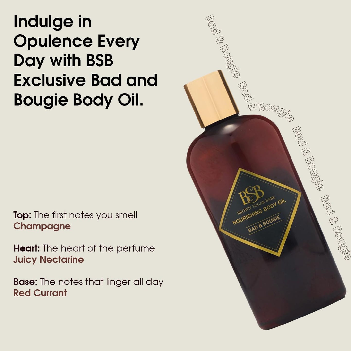 Brown Sugar Babe Bad and Bougie Body Oil, Grape Seed and Sweet Almond Fragrance Oils, Nourishing Scented Oil for Women, Perfume Body-Oil, Skin Care, Paraben Free, Made in USA