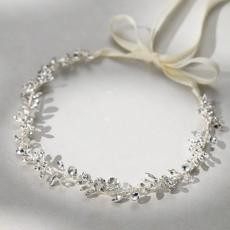 SWEETV Rhinestones Bridal Headband Silver Crystal Wedding Headpieces for Brides Hair Pieces for Bridesmaid Flower Girl Hair Accessories