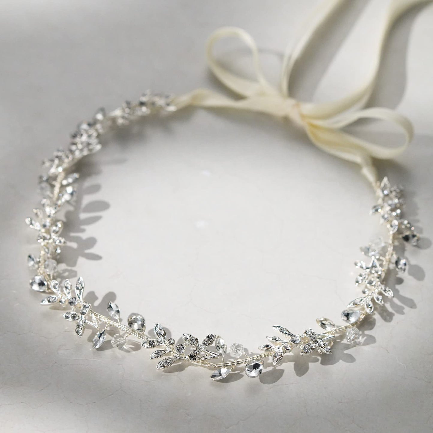 SWEETV Rhinestones Bridal Headband Silver Crystal Wedding Headpieces for Brides Hair Pieces for Bridesmaid Flower Girl Hair Accessories