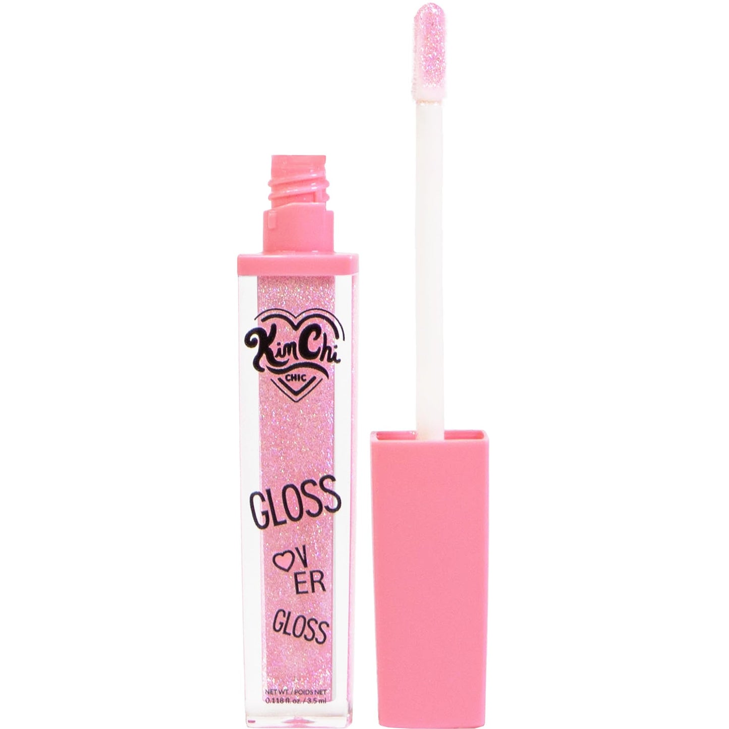 KimChiChic Beauty Gloss Over Gloss, Shimmery Micro-Sparkle Lip Gloss To Wear Alone Or Over Lipstick, Fragrance-Free Luscious Lip Balm, Shimmery Pink, 06 Pink Shimmer, 0.35ml