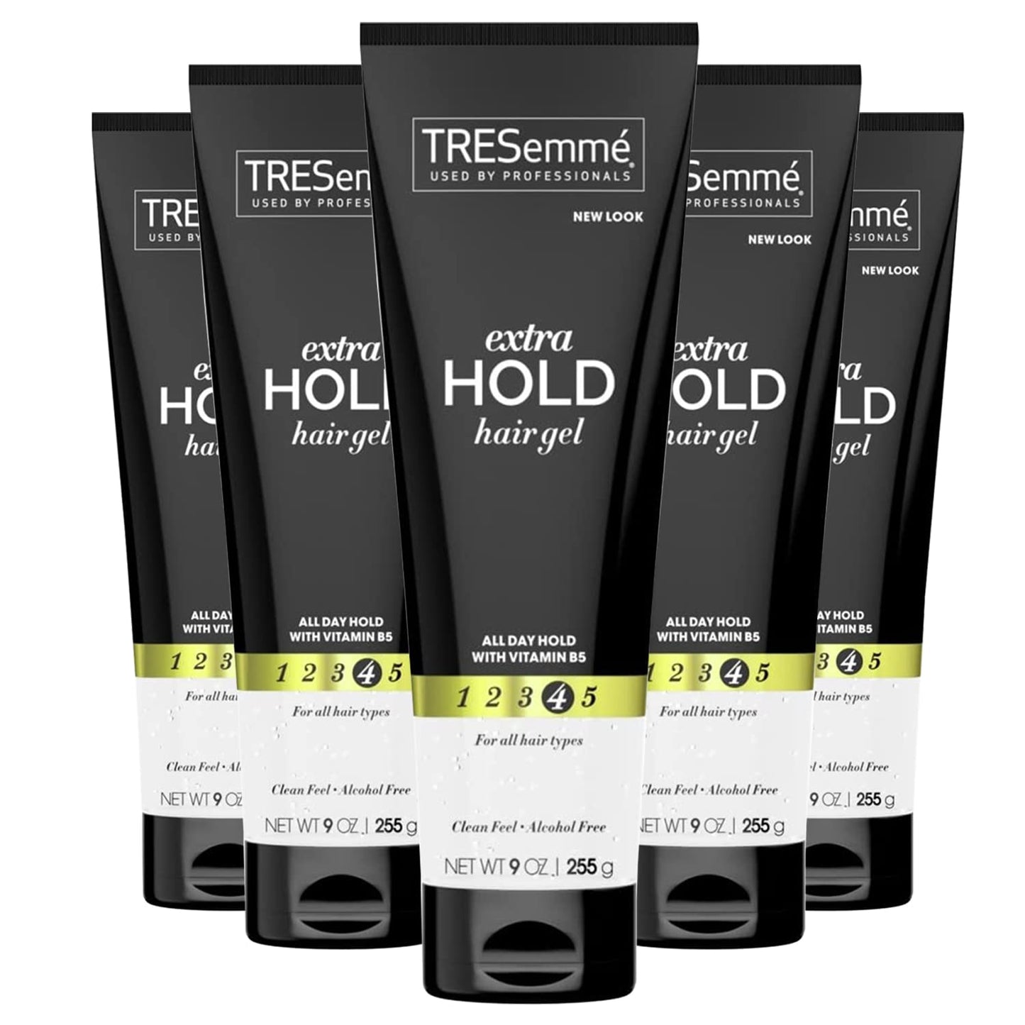 TRESemmé Hair Gel - Extra Hold Styling Gel with Vitamin B | 9 Oz. Tubes (5-Pack) for Frizz Control & Volume