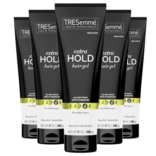 TRESemmé Hair Gel - Extra Hold Styling Gel with Vitamin B | 9 Oz. Tubes (5-Pack) for Frizz Control & Volume