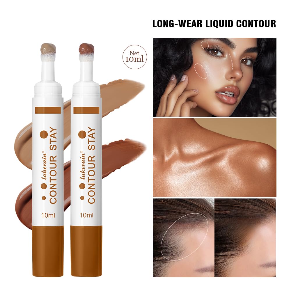 Liquid Contour Long Wear Bronzer Cream Contour Makeup – Long Lasting, Blendable & Lightweight Formula – Vegan & Cruelty-Free Face Sculpting Stick with Built-In Sponge Applicator (#3 Medium Cool)