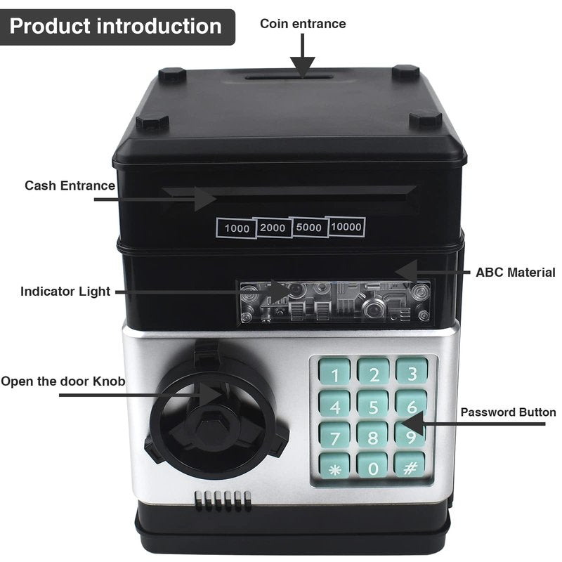 Suliper Electronic Piggy Bank Code Lock for Kids Baby Toy, Mini ATM Safe Coin Cash Banks Real Money Saving Box with Password, Auto Money Scroll for Children,Boys Girls Birthday Gift (Rose Gold)