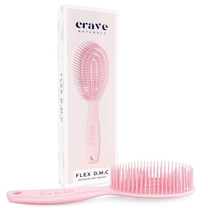 FLEX DMC Detangling Brush - Ideal for Curly, Frizzy, Thick Hair | Flexible Plastic Design, Round Shape