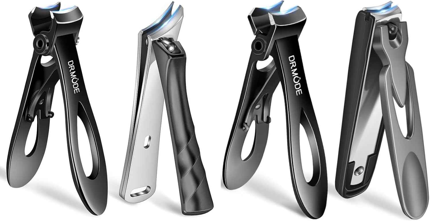 Thick Toenail Clippers for Men & Seniors - Wide Opening Ingrown Nail Cutter with Catcher
