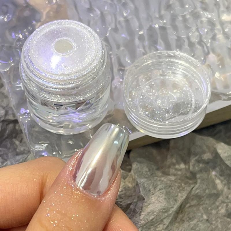 GZMAYUEN 2 Boxes White Pearl Chrome Nail Powder, Moonlight Mirror Effect Metallic Powders Aurora Magic Pearlescent Nail Powder for Manicure Decorations