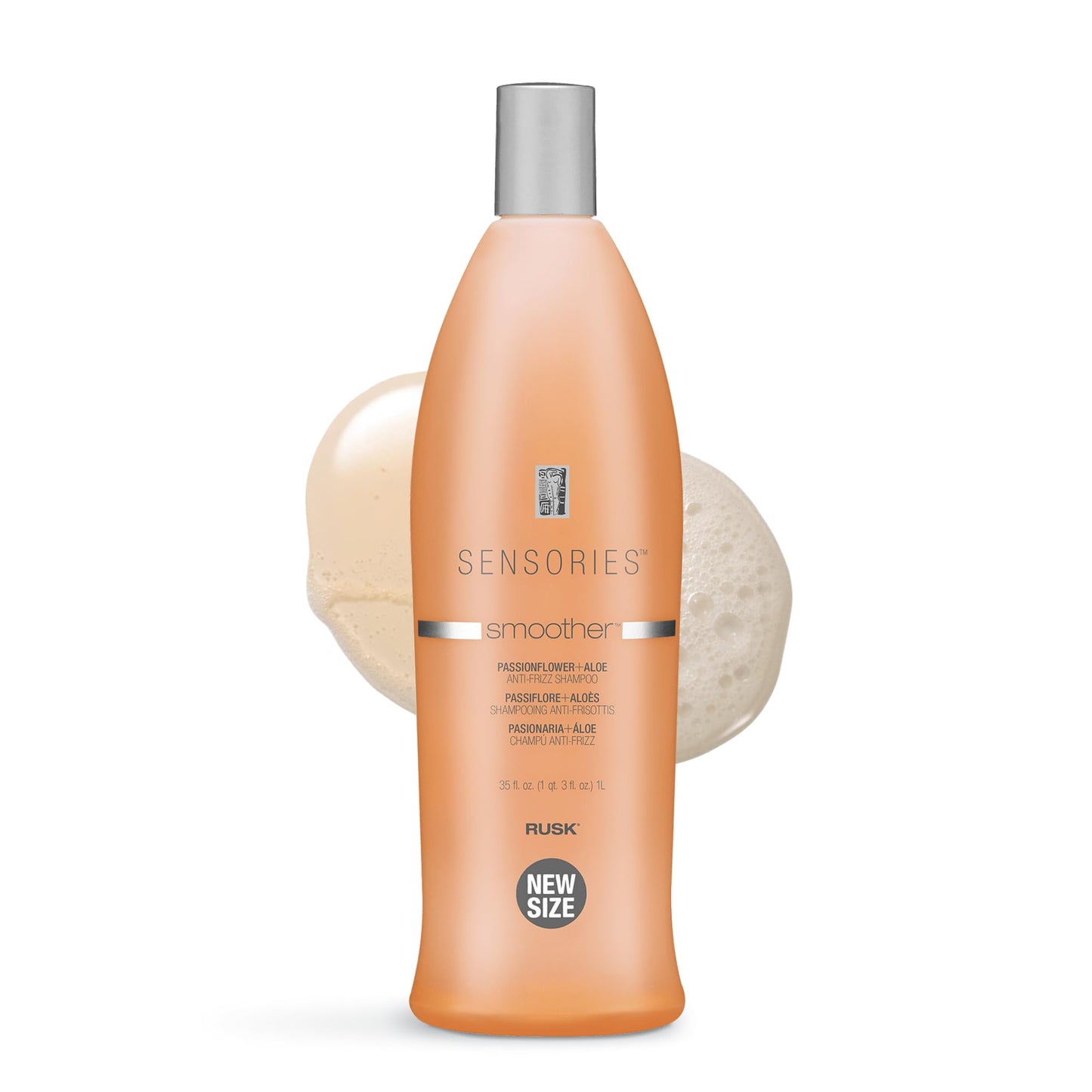 RUSK Sensories Smoother Passionflower and Aloe Smoothing Shampoo, Anti-Frizz Formula With Aloe Helps Smooth and Emollients Restore Moisture Balance, 35 fl. oz