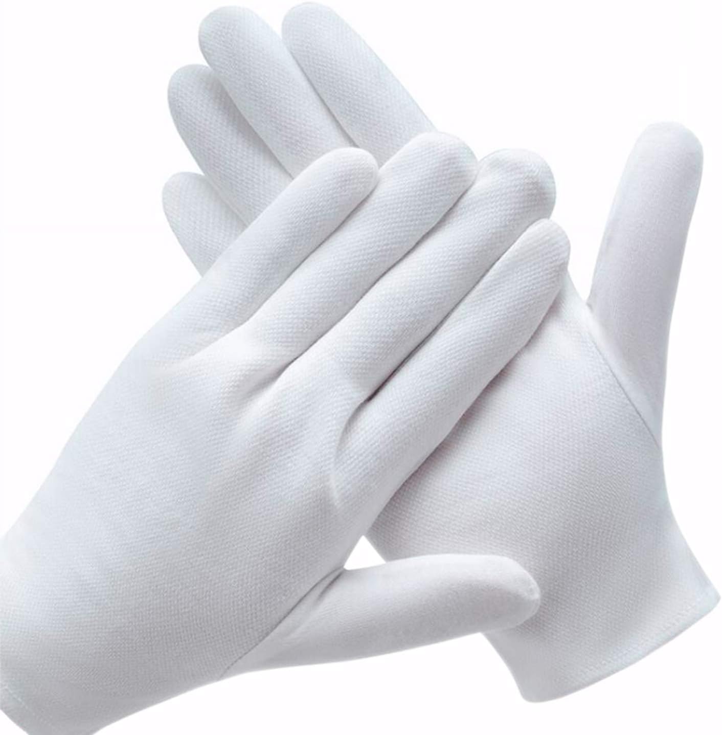 White Cotton Gloves for Eczema Relief | 6 Pairs Moisturizing Work Glove Liners