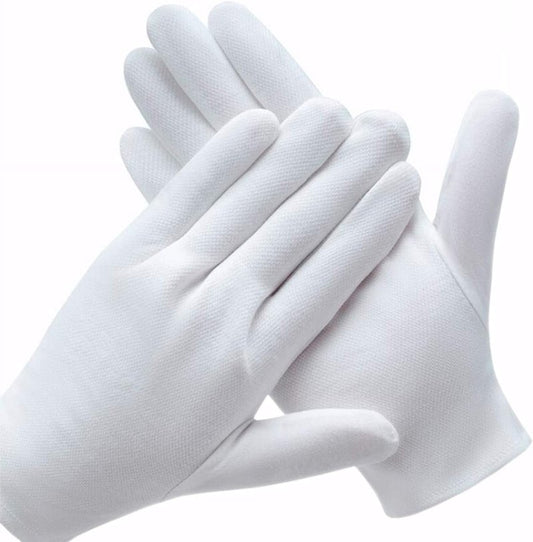 White Cotton Gloves for Eczema Relief | 6 Pairs Moisturizing Work Glove Liners