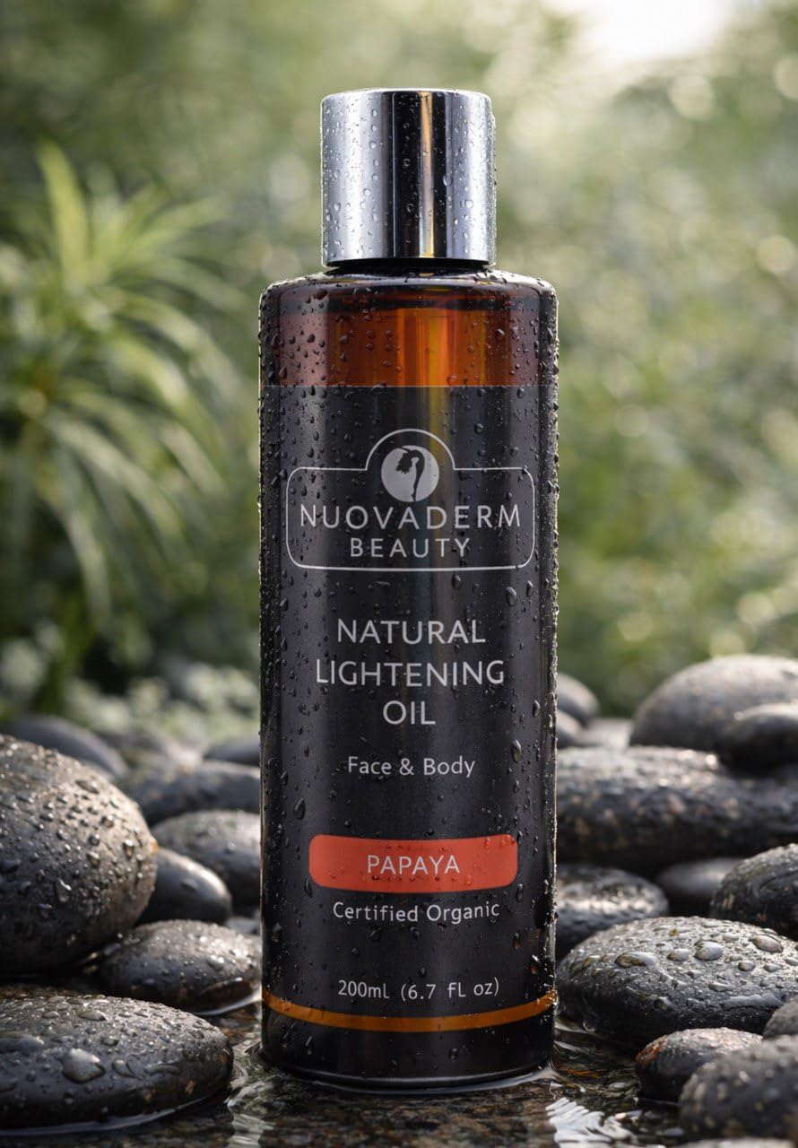 NUOVADERM Natural Brightening Oil with Papaya, Vitamin C & Vitamin E | Even Tone, Radiant Glow & Deep Moisture | Face & Body Oil for All Skin Types