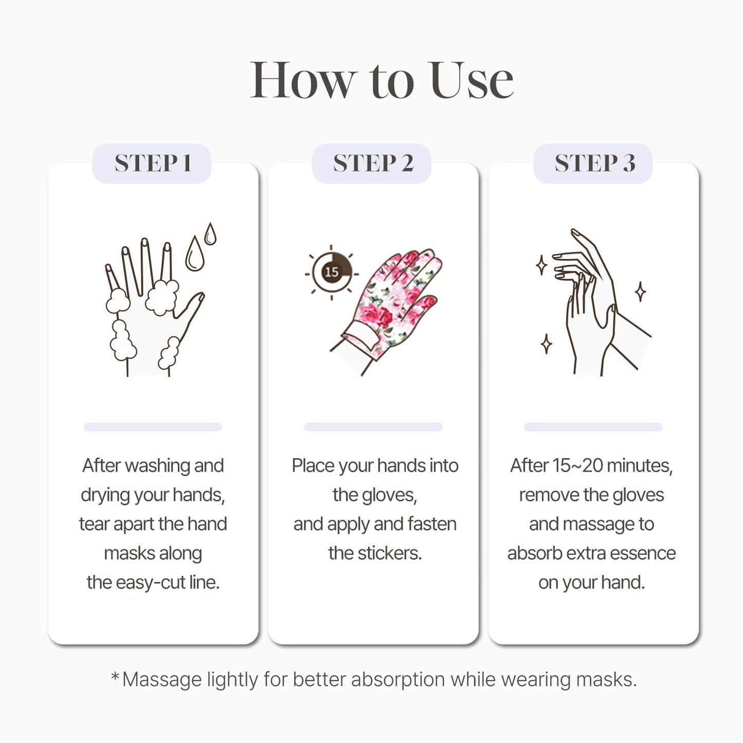 Koelf Rose Petal Satin Hand Mask (10pairs) - Intensive Nourishing, Moisturizing Gloves, Rose Scented Hand Repair Masks with Peptide, Collagen, Shea Butter for Silky Smooth Skin, Hand Treatment