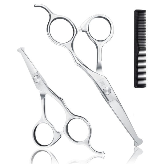 Professional Kids Hair Cutting Scissors Kit - Rounded Tips Barber Hair Cutting Shears (6.1'') & Hair Trimming Scissors (5.1'') for Babies, Toddlers, Children, Home & Salon Haircut Kit