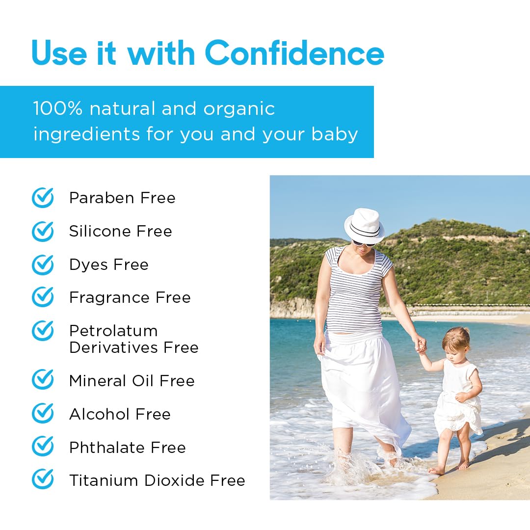 Natural and Vegan SPF 50+ Mineral Sunscreen for Full Body - Water Resistant (80 Minutes), Unscented, Titanium Dioxide FREE - Safe for Newborn and Whole Family - Non-Nano Best Sunscreen,100ml