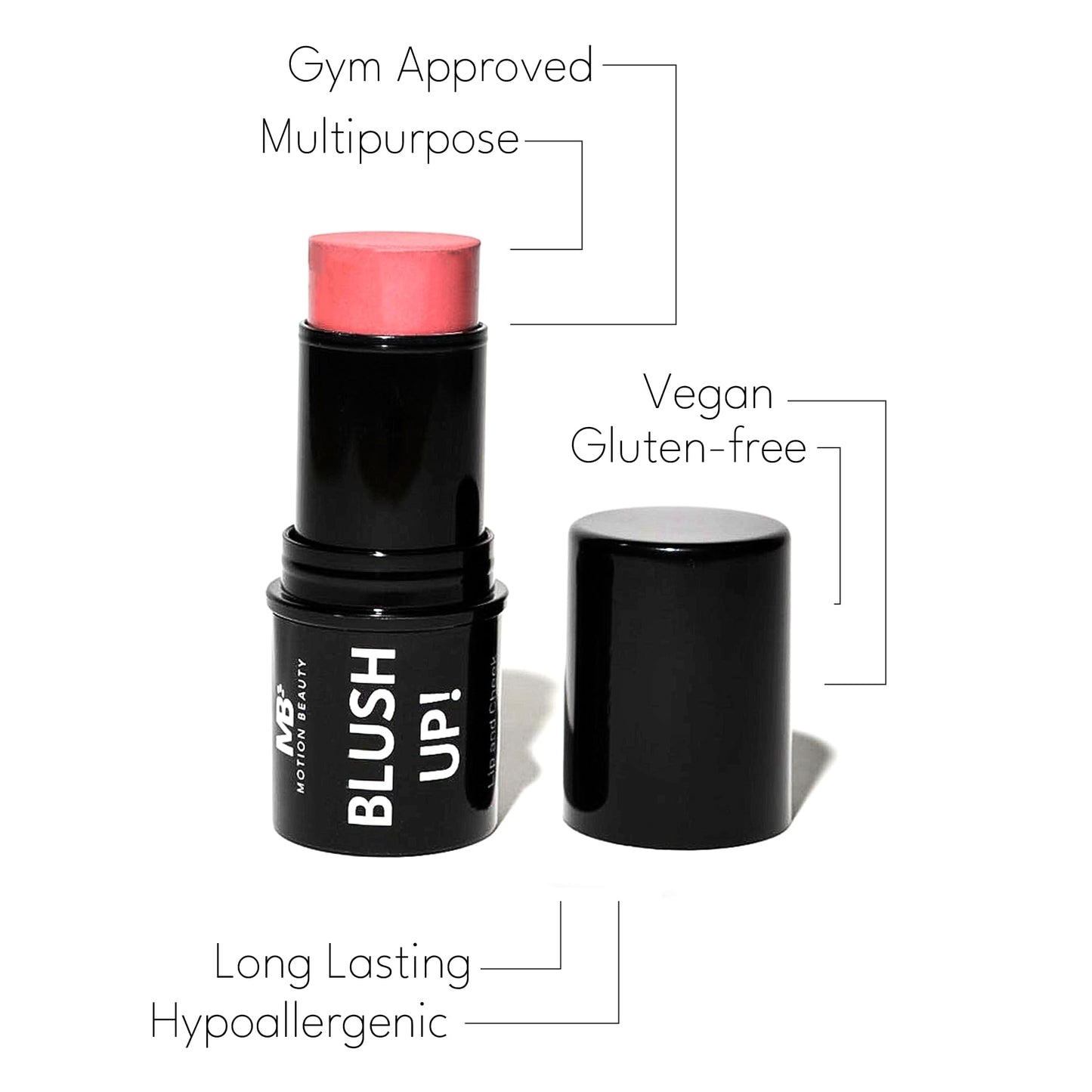 Blush Up: Cream Blush Stick for Cheeks and Lips, 2-in-1 Buildable Vibrant Color, Long Lasting Makeup for Gym & Workouts, Non-Greasy, Vegan & Gluten-Free, 0.32 Fl Oz