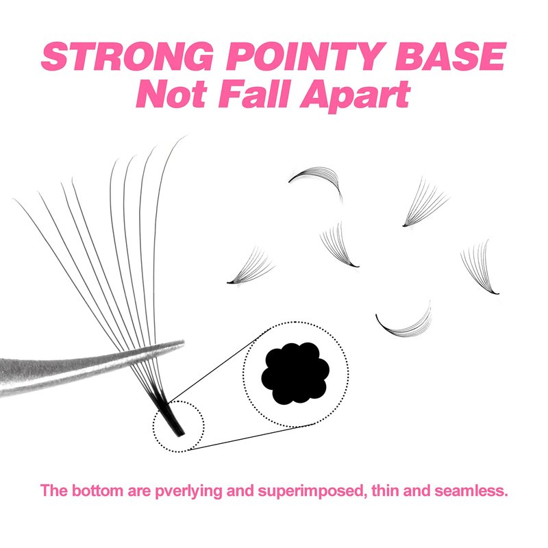 TDANCE 600 Fans Premade Fans Eyelash Extensions Natural & Volume Mixed Length Premade Lash Fans 5D-24D Handmade Promades Eyelash Fans C/D Curl Loose Fans(600-12D-0.03-C-8-15mm)