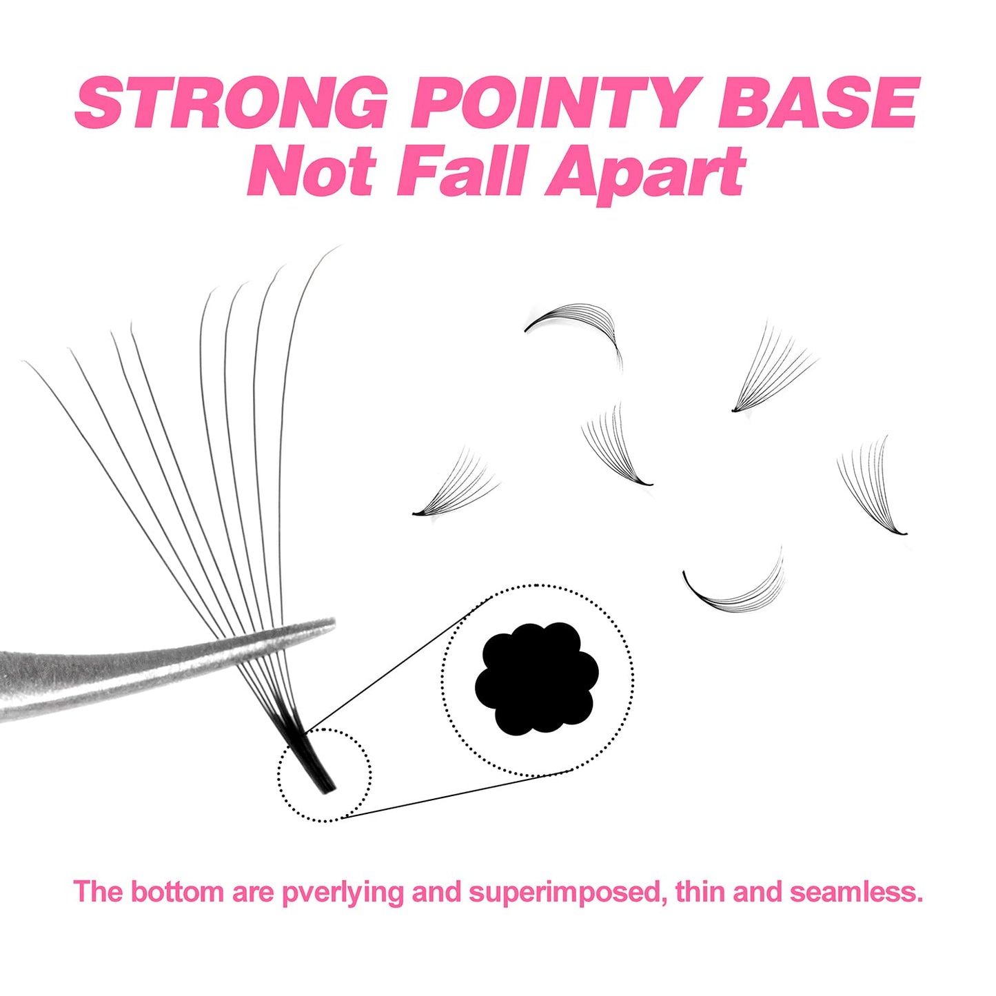 TDANCE 600 Fans Premade Fans Eyelash Extensions Natural & Volume Mixed Length Premade Lash Fans 5D-24D Handmade Promades Eyelash Fans C/D Curl Loose Fans(600-12D-0.03-C-8-15mm)