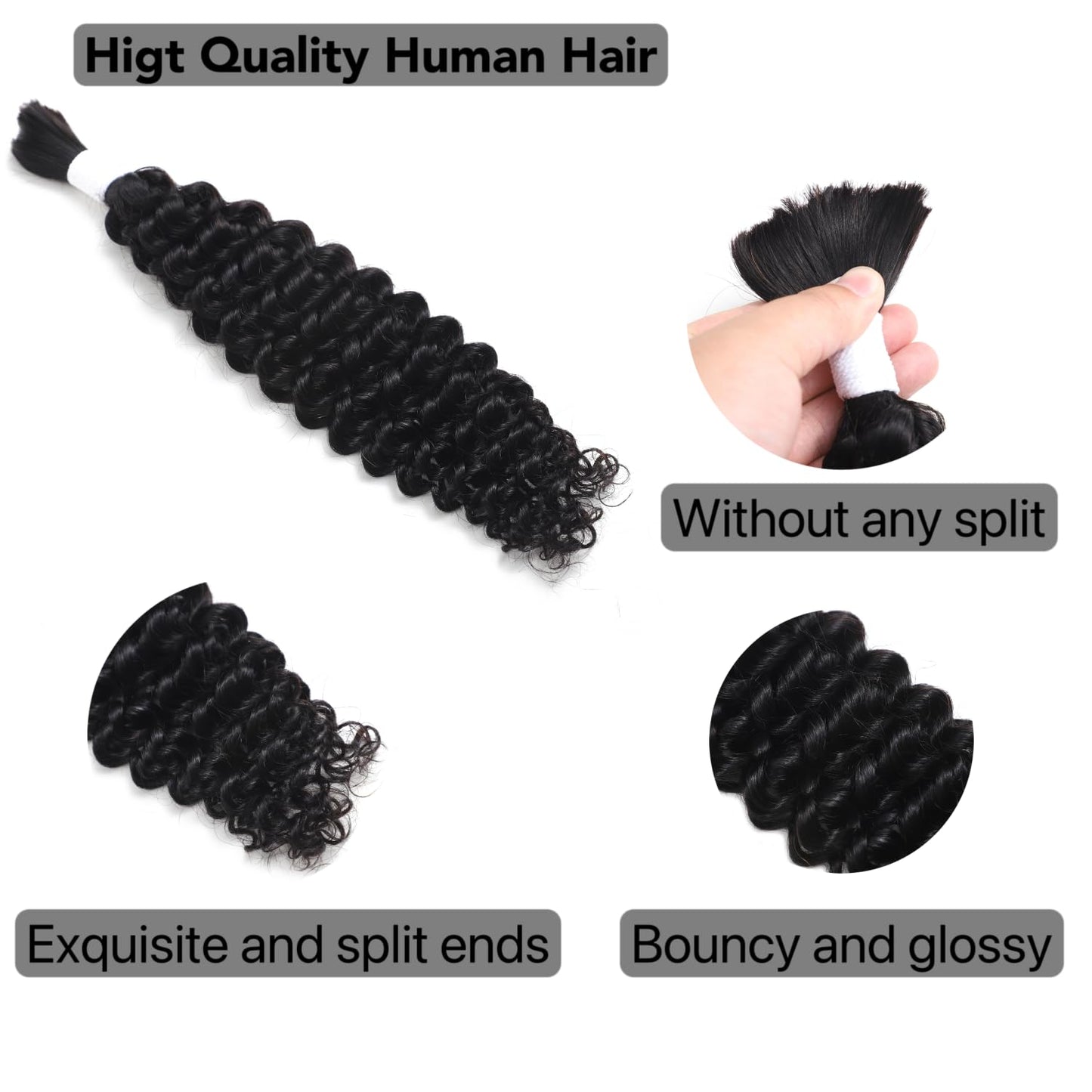 Human Braiding Hair for Boho Braids 2 Bundles 100g 18Inch Water Wave Human Hair Braiding Hair 12A Brazilian Virgin No Weft Hair Extensions for Bohemian Knotless Braids Bulk Human Hair for Braiding