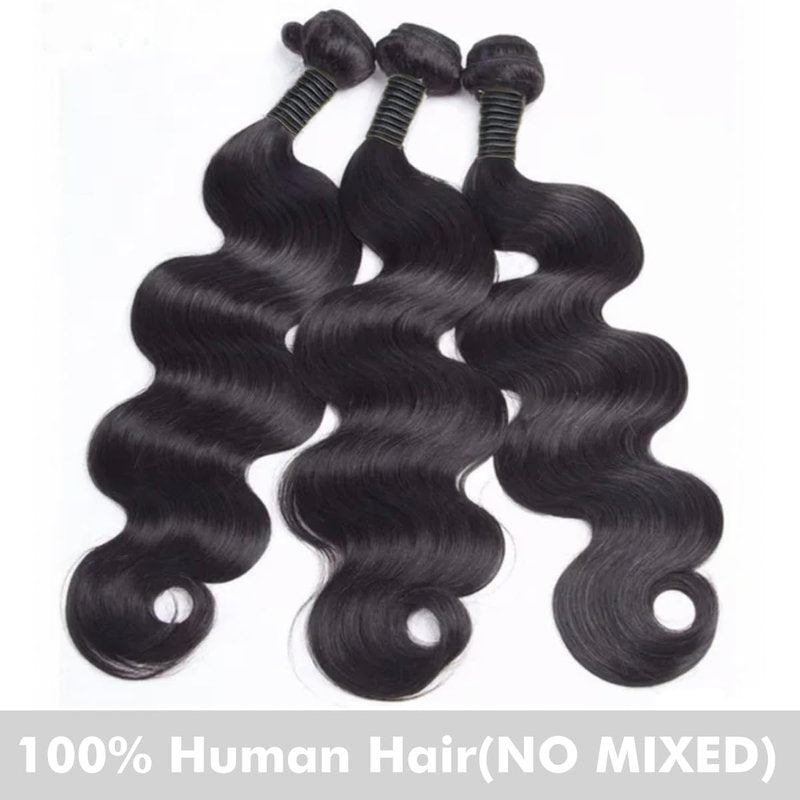 Human Hair Bundles Body Wave 10 12 14 Inch 100% Unprocessed Brazilian Body Wave 3 Bundles Human Hair Extensions for Women Quick Weave Natural Color