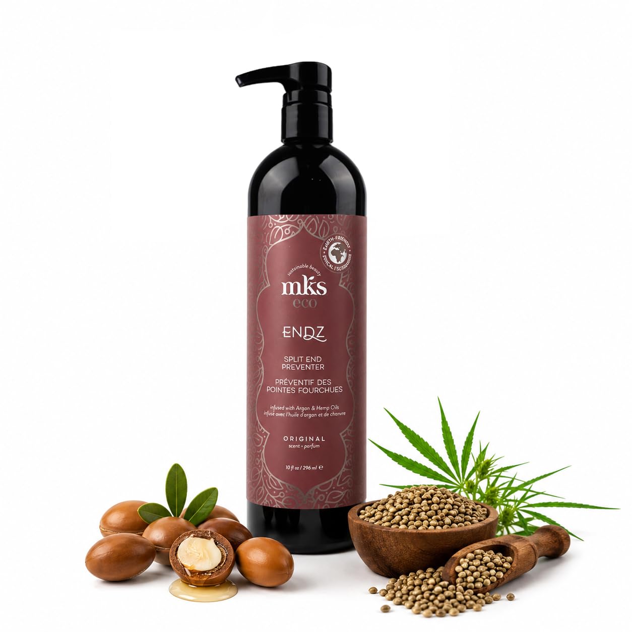 MKS eco Endz, Original Scent - 10 fl oz - Split End Mender & Preventer - Moroccan Argan Oil, Hemp Seed Oil - Vegan & Cruelty Free