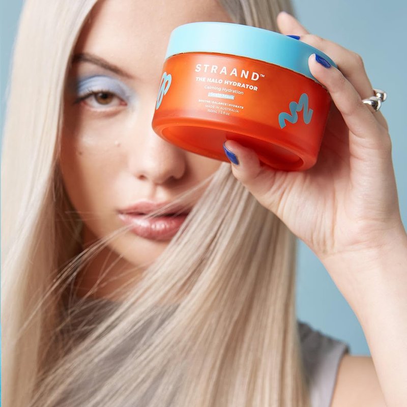 Straand Halo Hydrator - Deep Conditioning Hair Mask for Dry Hair Repair & Dry Scalp Detox - Cooling Gel Mask with Hyaluronic Acid, Aloe Vera and Niacinamide to Help Soothe & Hydrate (5 fl oz)