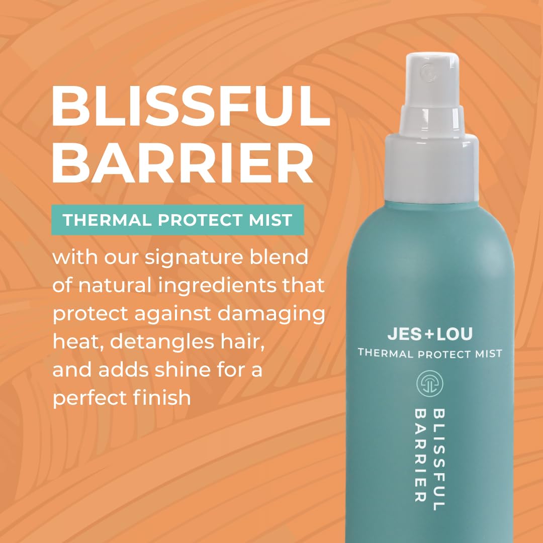 Jess & Lou Beauty Heat Protectant Spray with Natural Ingredients for Smooth, Frizz-Free Hair, Sulfate-Free Vegan Thermal Protection Mist for Blow Dry & Flat Iron, Toxin-Free Shine Spray (4 fl. oz)