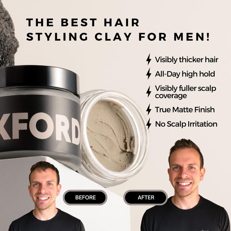 OXFORDhill Texture Clay Pomade - Premium Matte Finish Hair Clay for Men - Matte Finish, High Hold - 100% all Natural and Organic For Hair and Scalp Health