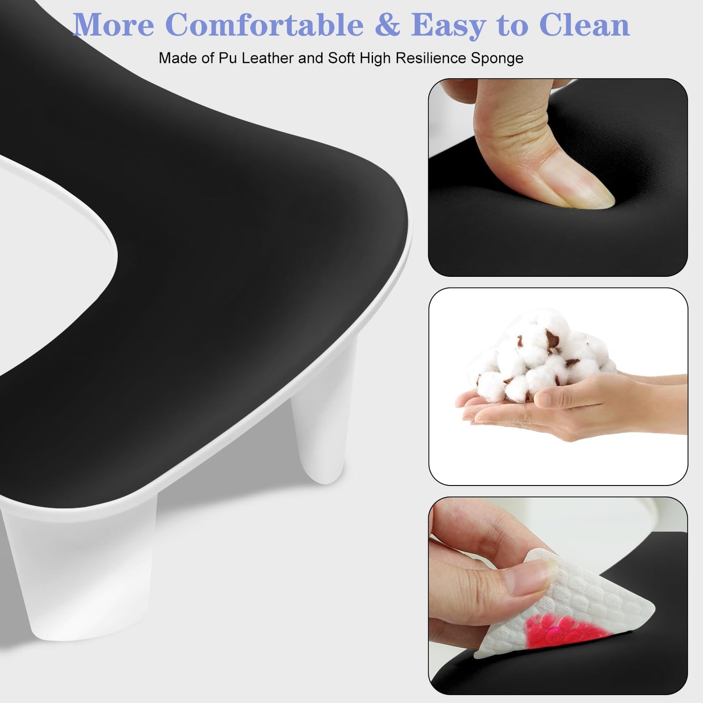 Ruetail Two Hands Arm Rest for Nails Tech U-Shape Nail Hand Pillow,Professional Portable Nail Stand Hand Rest Leather Manicure Rest Stand Salon Manicurist Essentials (Black)